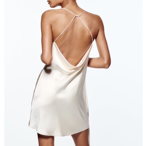 Zara Satin Cream Dress - Picture 5 of 5